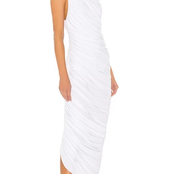 Norma Kamali Diana One-Shoulder Ruched Midi Dress - Picture 7 of 9